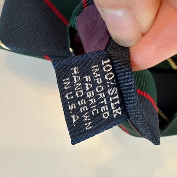 Lot of 2 Preppy Land’s End Silk Ties-Classic Burgundy Dotted and Green Striped - Picture 8 of 10